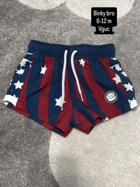 Binky Bro Kids Red & Navy Star Swim Trunks
